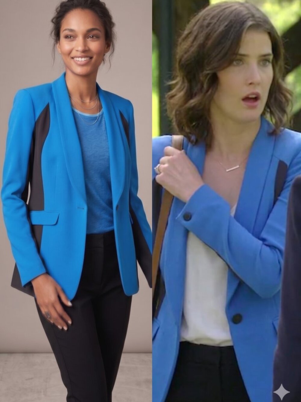 Rag & Bone Audrey Colorblock Shawl Collar Blazer Cobalt Blue & Black Size 8 $595